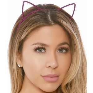 Glitter Cat Ears Headband Fuchsia Pink